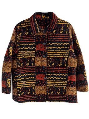 Vintage Oversized Patchwork Tapestry Blazer Jacket - Autumnal Tones